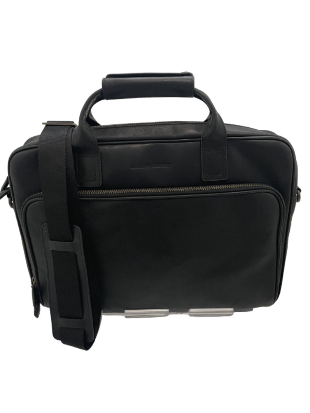 Johnston & Murphy Men's Rhodes Briefcase. Black Full Grain Leather